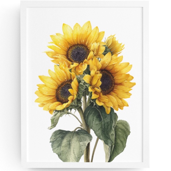 Watercolor Sunflowers Wall Art Print, Unframed - Bright Floral Charm - Picture 1 of 7